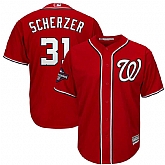 Nationals 31 Max Scherzer Red 2019 World Series Champions Cool Base Jersey,baseball caps,new era cap wholesale,wholesale hats